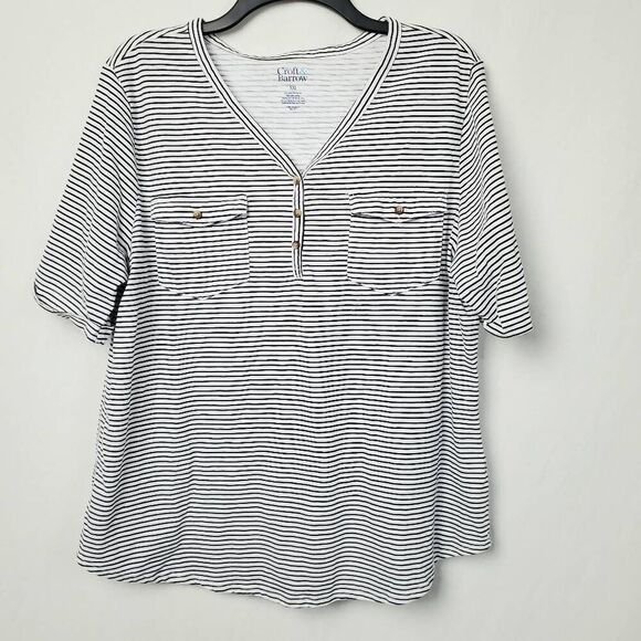 Croft & Barrow XXL White/Navy Stripe Top - Picture 2 of 7